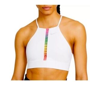 Nike NWT white rainbow ladder Indy sports bra XS